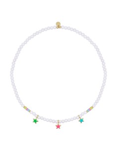 Girocollo RUE DES MILLE Colorfun in argento 925 dorato perle e 3 st...