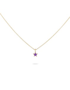 Girocollo RUE DES MILLE Colorfun in argento 925 dorato stella viola...