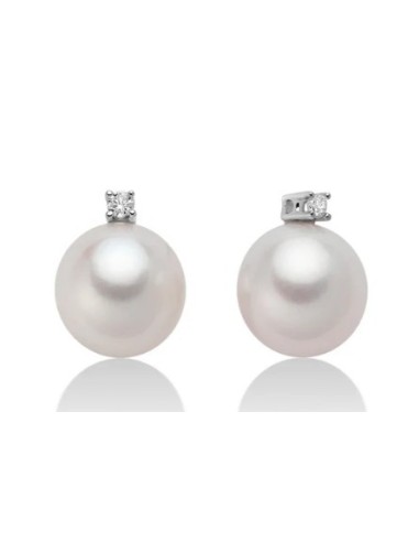 Orecchini MILUNA PER2301 con perla 6,5/7 mm e diamanti in oro bianc...