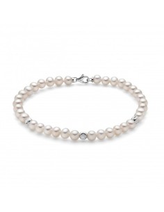Bracciale MILUNA PBR3370 con perle e 3 sfere boule in oro bianco 18...