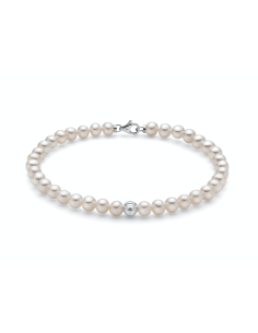 Bracciale MILUNA PBR3368 con perle e 1 sfere boule in oro bianco 18...