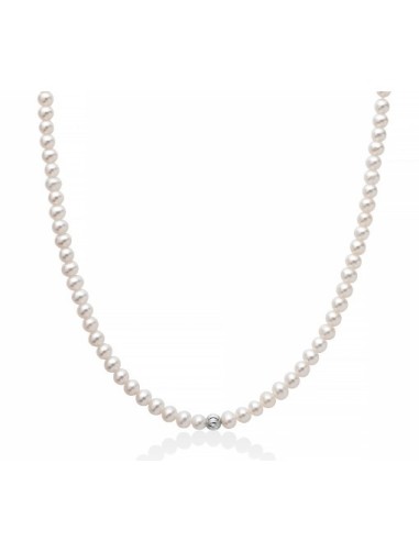 Collana MILUNA PCL6315 filo di perle Oriente e sfera centrale in or...