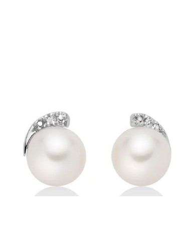 Orecchini MILUNA PER2752 in oro bianco 18Kt con perle e diamanti on...