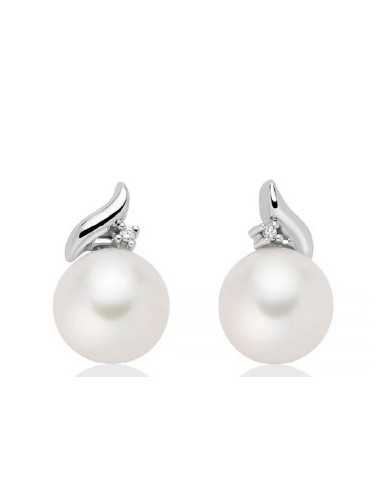 Orecchini MILUNA PER2754 in oro bianco 18Kt con perle e diamanti on...