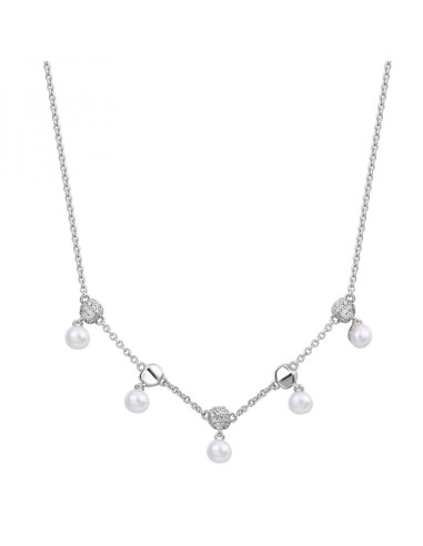 Collana corta ROSATO in argento 925 con cristalli e perle RZAZ003 o...