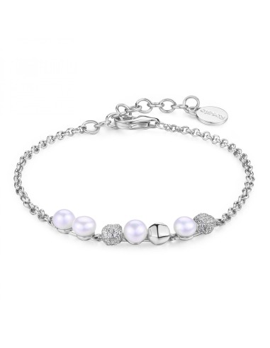 Bracciale morbido ROSATO in argento 925 con cristalli e perle RZAZ0...