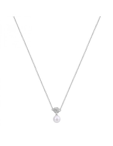 Collana corta ROSATO in argento 925 con cristalli e perla RZAZ001  ...
