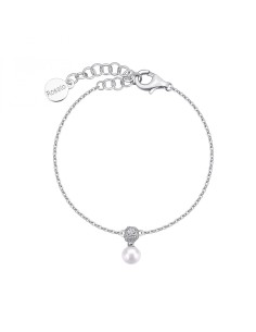 Bracciale morbido ROSATO in argento 925 con cristalli e perla RZAZ0...