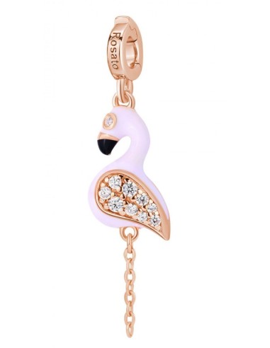 Charm Rosato in argento 925 rosato con smalto e cristalli RZ229 Fen...