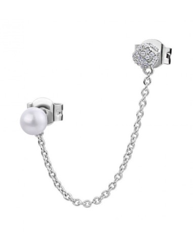 Orecchino doppio con catena ROSATO in argento 925 con cristalli e p...