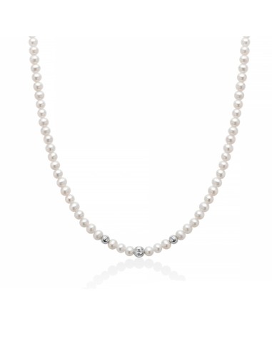 Collana MILUNA filo di perle PCL6411 in oro bianco 18Kt con boule i...