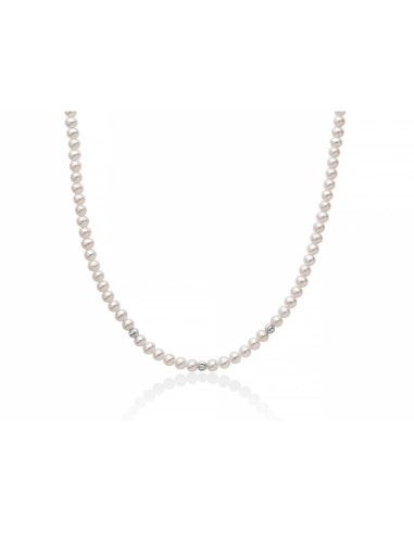 Collana MILUNA filo di perle PCL6317 in oro bianco 18Kt con boule i...