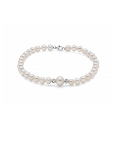Bracciale MILUNA PBR3495 in oro bianco 18Kt con boule in oro e perl...