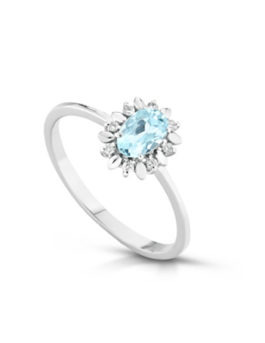 Acquista Anello in oro bianco 18Kt con diamanti e acqua marina C-AN...