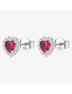 Orecchini BROSWAY FANCY in argento 925 e cubic zirconia ruby e bian...