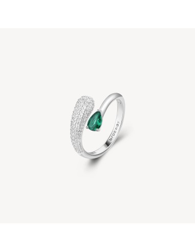 Anello BROSWAY FANCY in argento 925 e cubic zirconia emerald e bian...