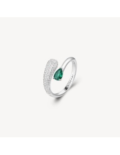 Anello BROSWAY FANCY in argento 925 e cubic zirconia emerald e bian...