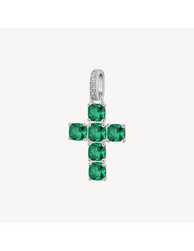 Charm BROSWAY FANCY in argento 925 e cubic zirconia emerald e bianc...