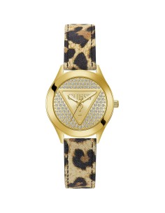 Orologio GUESS Glitz Plaque GW0745L2 Gold con cinturino in pelle le...