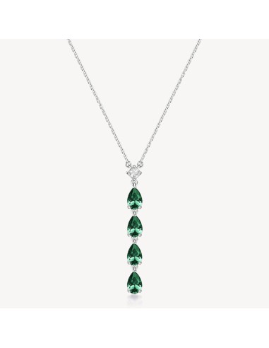 Collana BROSWAY FANCY in argento 925 e cubic zirconia bianchi e eme...