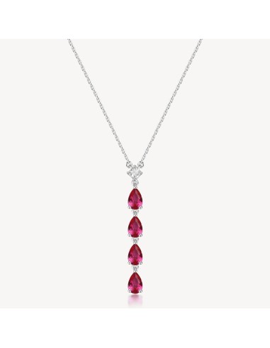 Collana BROSWAY FANCY in argento 925 e cubic zirconia bianchi e rub...