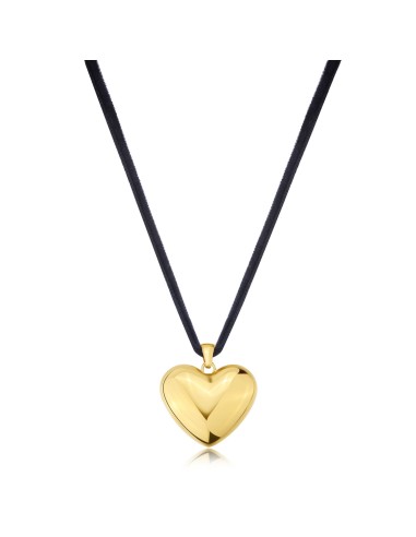 Chocker S'AGAPO Stellar SSE16 in velluto nero con pendente cuore go...