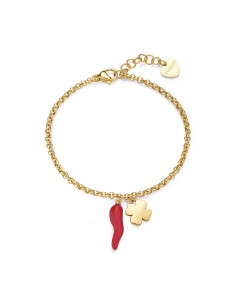 Bracciale S'AGAPO Feelings SFE19 in acciaio 316L dorato Cornetto/Qu...