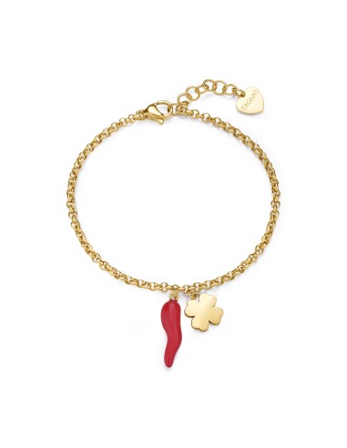 Bracciale S'AGAPO Feelings SFE19 in acciaio 316L dorato Cornetto/Qu...