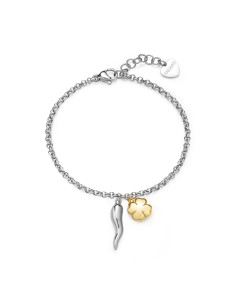 Bracciale S'AGAPO Feelings SFE18 in acciaio 316L Cornetto/Quadrifog...