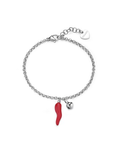 Bracciale S'AGAPO Feelings SFE15 in acciaio 316L Cornetto/Campanell...