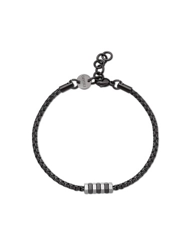 Bracciale Uomo S'AGAPO Ripple SRP81 in acciaio 316L pvd nero con ce...