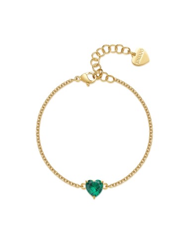 Bracciale S'AGAPO' Dazzly SDZ73 in acciaio 316L dorato con cuore em...