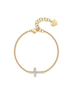 Bracciale S'AGAPO' Dazzly SDZ76 in acciaio 316L dorato con croce on...