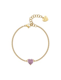 Bracciale S'AGAPO' Dazzly SDZ72 in acciaio 316L dorato con cuore pi...