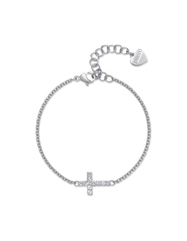 Bracciale S'AGAPO' Dazzly SDZ74 in acciaio 316L con croce only 19,0...