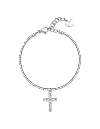 Bracciale S'AGAPO' Dazzly SDZ78 in acciaio 316L con croce only 21,0...