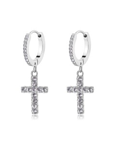 Orecchini pendenti S'AGAPO' Dazzly SDZ110 in acciaio 316L con croce...