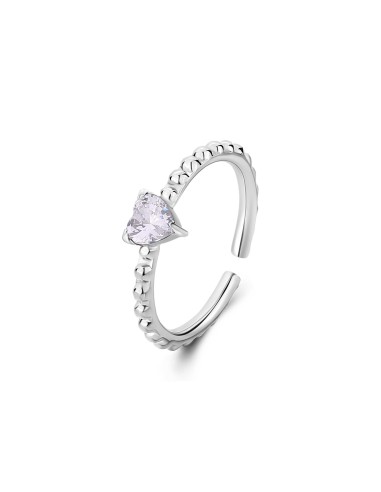 Anello regolabile S'AGAPO' Dazzly SDZ124 in acciaio 316L con cuore ...