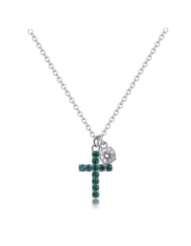 Collana S'AGAPO' Dazzly SDZ64 in acciaio 316L con croce emerald  a ...