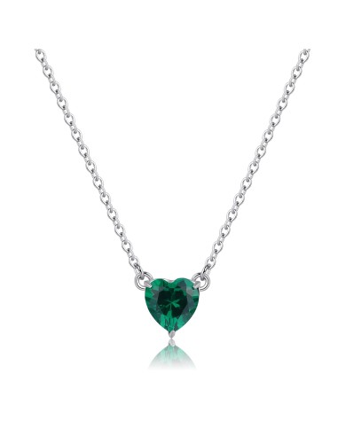 Collana S'AGAPO' Dazzly SDZ60 in acciaio 316L con cuore emerald onl...