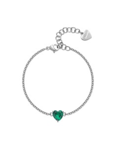 Bracciale S'AGAPO' Dazzly SDZ71 in acciaio 316L con cuore emerald  ...