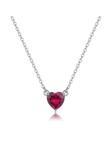 Collana S'AGAPO' Dazzly SDZ58 in acciaio 316L con cuore ruby only 2...