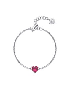 Bracciale S'AGAPO' Dazzly SDZ69 in acciaio 316L con cuore ruby  a s...