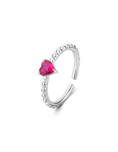 Anello regolabile S'AGAPO' Dazzly SDZ126 in acciaio 316L con cuore ...