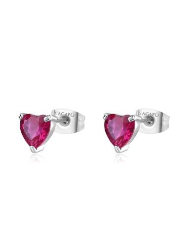 Orecchini S'AGAPO' Dazzly SDZ97 in acciaio 316L con cuore ruby only...