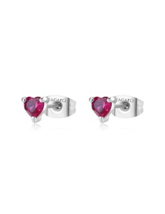 Orecchini S'AGAPO' Dazzly SDZ104 in acciaio 316L con cuore ruby pic...