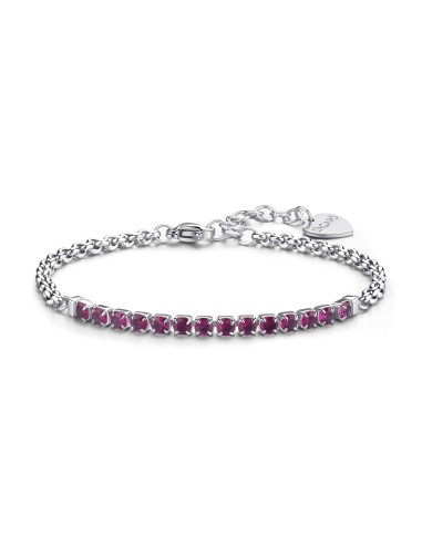 Bracciale S'AGAPO' Dazzly SDZ84 in acciaio 316L con centrale ruby o...