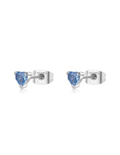 Orecchini S'AGAPO' Dazzly SDZ106 in acciaio 316L con cuore blu picc...