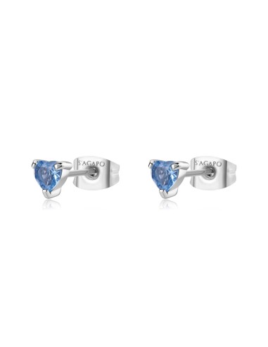 Orecchini S'AGAPO' Dazzly SDZ106 in acciaio 316L con cuore blu picc...