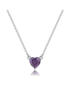 Collana S'AGAPO' Dazzly SDZ57 in acciaio 316L con cuore violet only...
